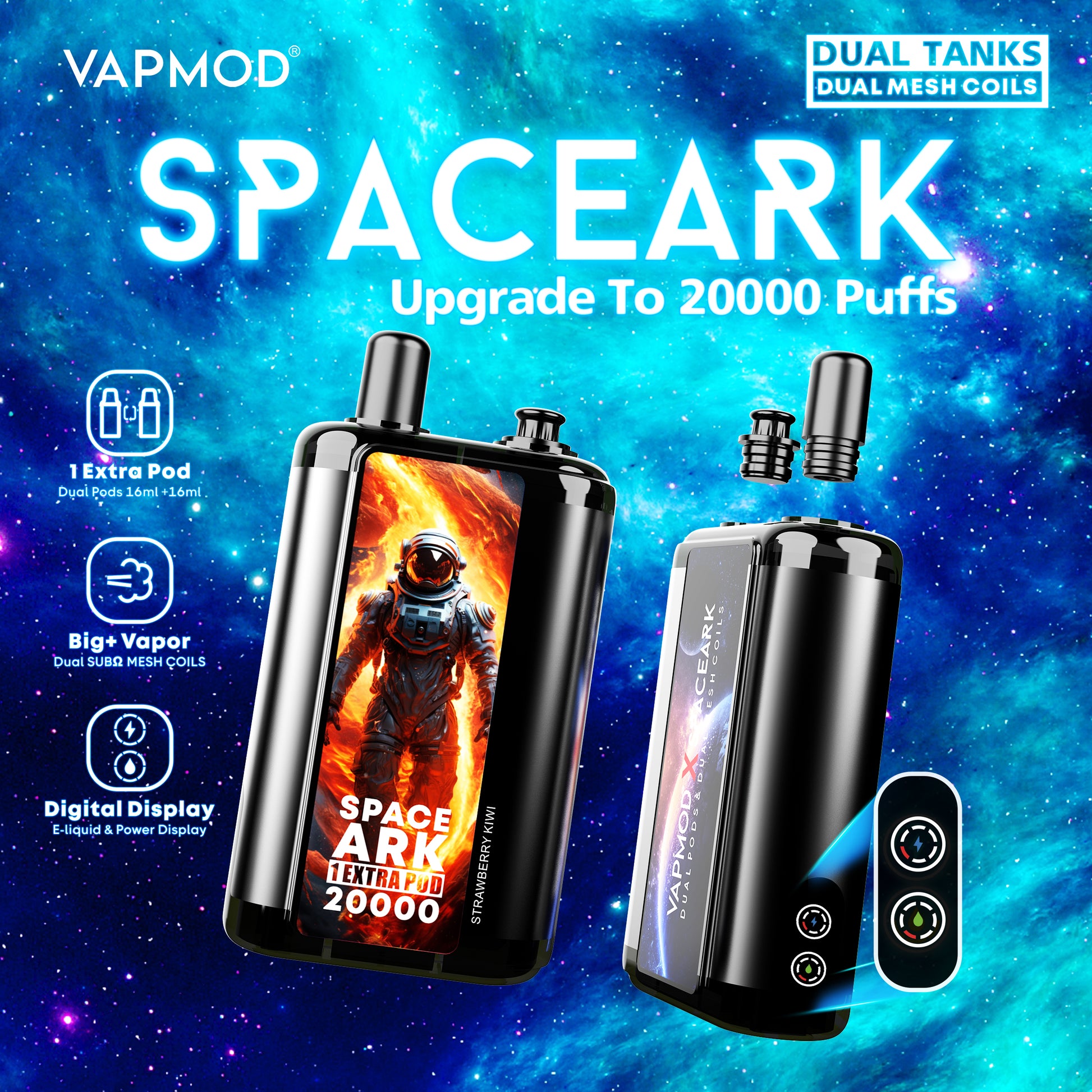 Vapmod Spaceark20000 Dual Pods & Dual Mesh Coils Disposable Vape 20000 d2dvape Vapmod Spaceark20000 Dual Pods & Dual Mesh Coils Disposable Vape 20000 d2dvape