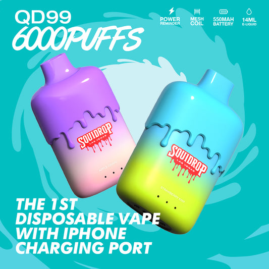Squidrop Disposable Vape With Iphone Charging Port 6000 Puffs |QD99